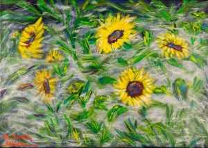 Sunflowers in the wind