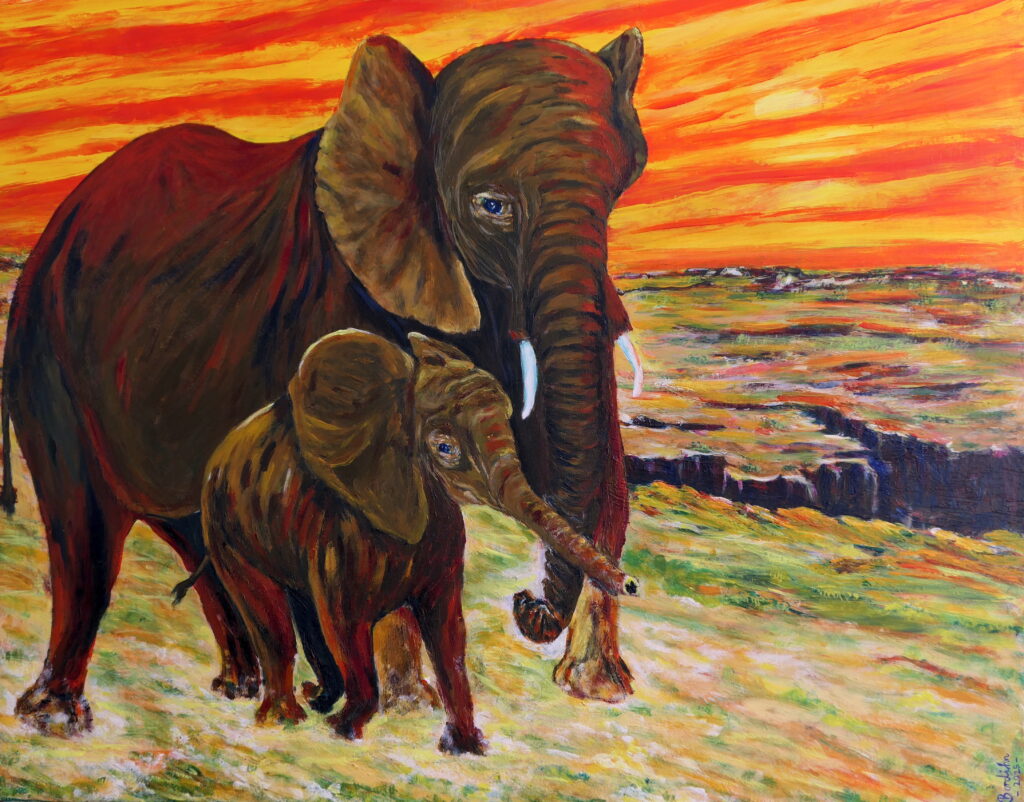 Elefanten im Sonnenuntergang